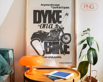 Queer Punk Art Print – Dyke on a Bike, WLW Decor (Digital Download)
