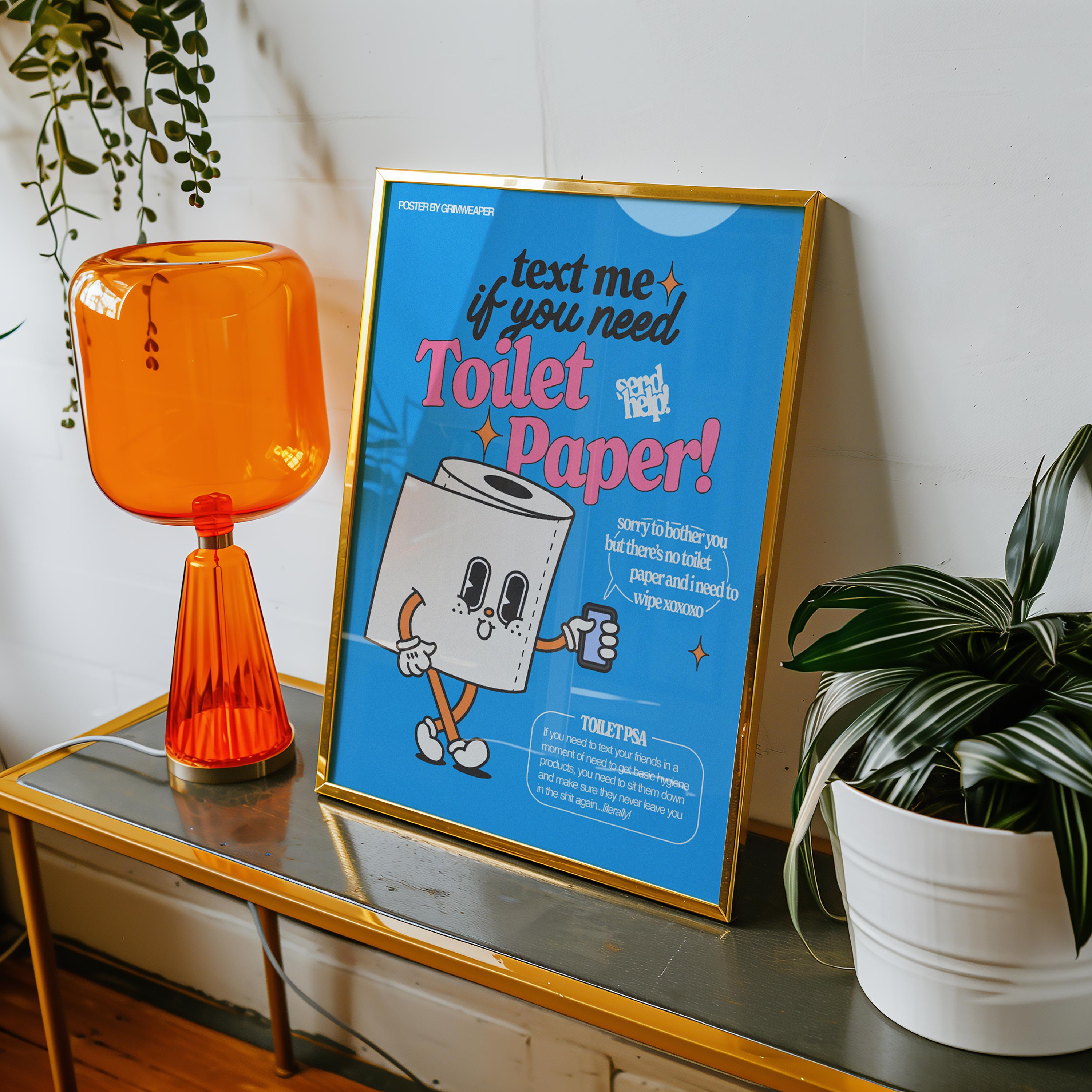 Funny Bathroom Poster – Retro Cartoon Toilet Paper Print - Etsy