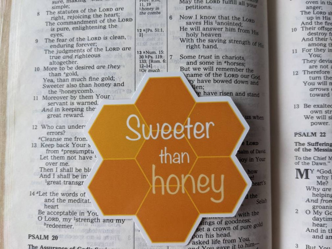 Sweeter Than Honey Waterproof Honeycomb Sticker Psalm 19 10 Etsy