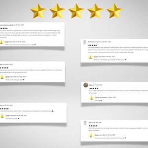 Peut inclure: Cinq avis cinq &eacute;toiles pour un service avec des commentaires positifs sur la communication, la patience et la capacit&eacute; du prestataire de services &agrave; aider. Les avis sont affich&eacute;s sur un fond blanc avec une bordure grise.