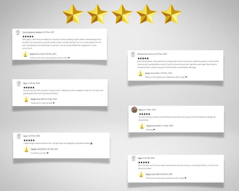 Peut inclure: Cinq avis cinq &eacute;toiles pour un service avec des commentaires positifs sur la communication, la patience et la capacit&eacute; du prestataire de services &agrave; aider. Les avis sont affich&eacute;s sur un fond blanc avec une bordure grise.