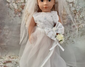 White Wedding Dress Set - Clothes Fits American Girls, Our Generation & 18 Inch Dolls by Snowflake Fashions