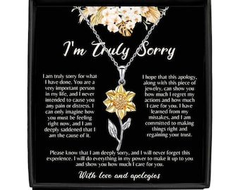 I'm Sorry Necklace for Her, I'm Sorry for Hurting You Necklace, Sorry Necklace, Apology Gift for Her, Apology Sunflower Jewelry