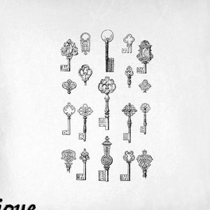 Clip Art Klucze - Vintage Key Printable - Ozdobne Klucze Sublimacja - Antyczne Klucze Wydruk Artystyczny