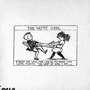 Suffrage Clip Art - Vintage Victorian Printable - Stimmen für Frauen Sublimation - Antiker Cartoon Kunstdruck