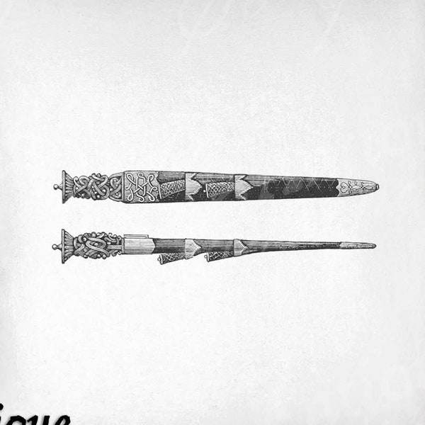 Dagger Clip Art - Vintage Dagger Printable - Celtic Dagger Sublimation - Antique Weapon Art Print