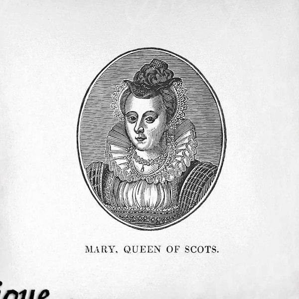 Queen Clip Art - Vintage Queen Printable - Mary Queen of Scots Sublimation - Antique Royal Art Print