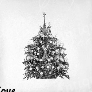 Christmas Tree Clip Art - Vintage Tree Printable - Holiday Sublimation - Antique Christmas Art Print #2