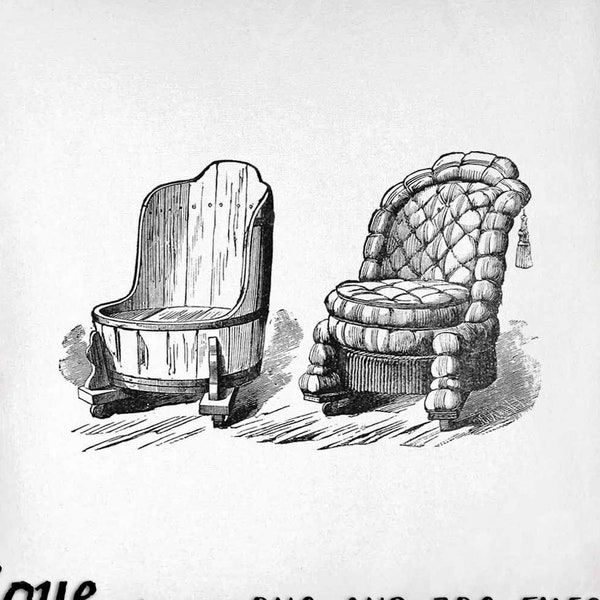Clip Art de silla - Muebles vintage imprimibles - Sublimación de silla de barril - Diseño de silla antigua