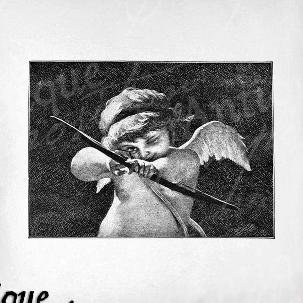 Cupid Clip Art - Vintage Cupid Printable - Cherub Pointing Arrow Sublimation - Antique Valentine's Day Art Print