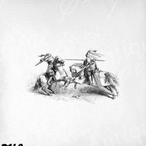 Knights Clip Art - Vintage Knight Printable - Joute Knights Sublimation - Gravure d’art médiéval antique