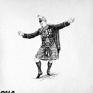 Highlander Clip Art - Vintage Scottish Printable - Highland Dancer Sublimation - Antique Scotland Art Print