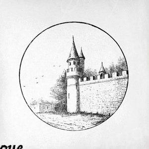 Castle Clip Art - Vintage Castle Printable - Castle Turret Sublimation - Antique Castle Art Print