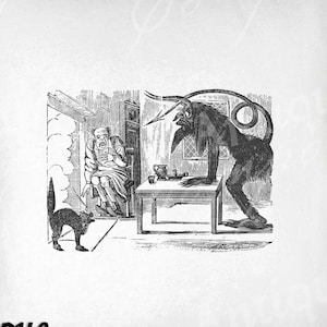 Devil Clip Art - Vintage Scary Devil Printable - Spooky Sublimation - Antique Halloween Art Print