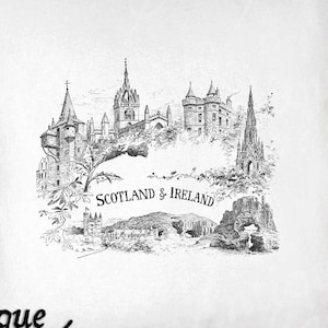 Scotland Clip Art - Vintage Ireland Printable - Écosse et Irlande Sublimation - Antique Buildings Design