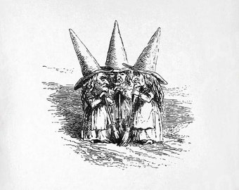 Witch Clip Art - Vintage Witches Printable - Witch Trio Sublimation - Antique Halloween Art Print