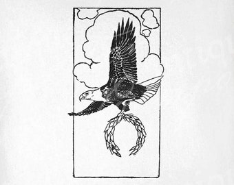 Eagle Clip Art - Vintage Bird Printable - Bald Eagle Sublimation - Antique Bird of Prey Art Print