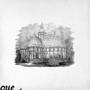 Greenhouse Clip Art - Vintage Greenhouse Printable - Garden House Sublimation - Antique Greenhouse Art Print