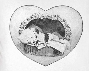 Valentine Clip Art - Vintage Dog Printable - Valentine Dog Sublimation - Antique Valentine&#39;s Day Art Print