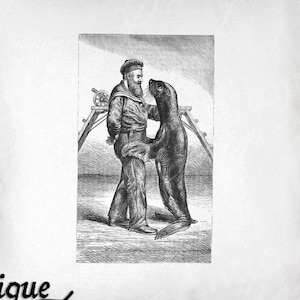 Sailor Clip Art - Vintage Sailor Printable - Sailor with Seal Printable - Antique Nautical Design