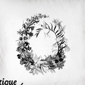 Bloemenkrans Clip Art - Vintage bloemen afdrukbaar - bloemkrans sublimatie - antieke tuin ontwerp