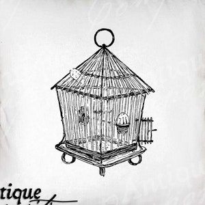 Birdcage Clip Art - Vintage Birdcage Printable - Bird Sublimation - Antique Bird Cage Art Print