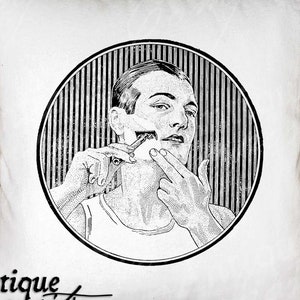 Clip Art de homem - Banheiro vintage para impressão - Sublimação de barbear de homem - Impressão de arte de barbeador antigo