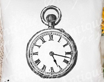 Vintage Pocket Watch Clip Art - Watch Printable - Pocket Watch Sublimation - Antique Clock Art Print - Instant Download
