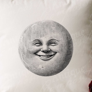Moon Smile - Vintage Style Moon Printable - Moon Face Sublimation