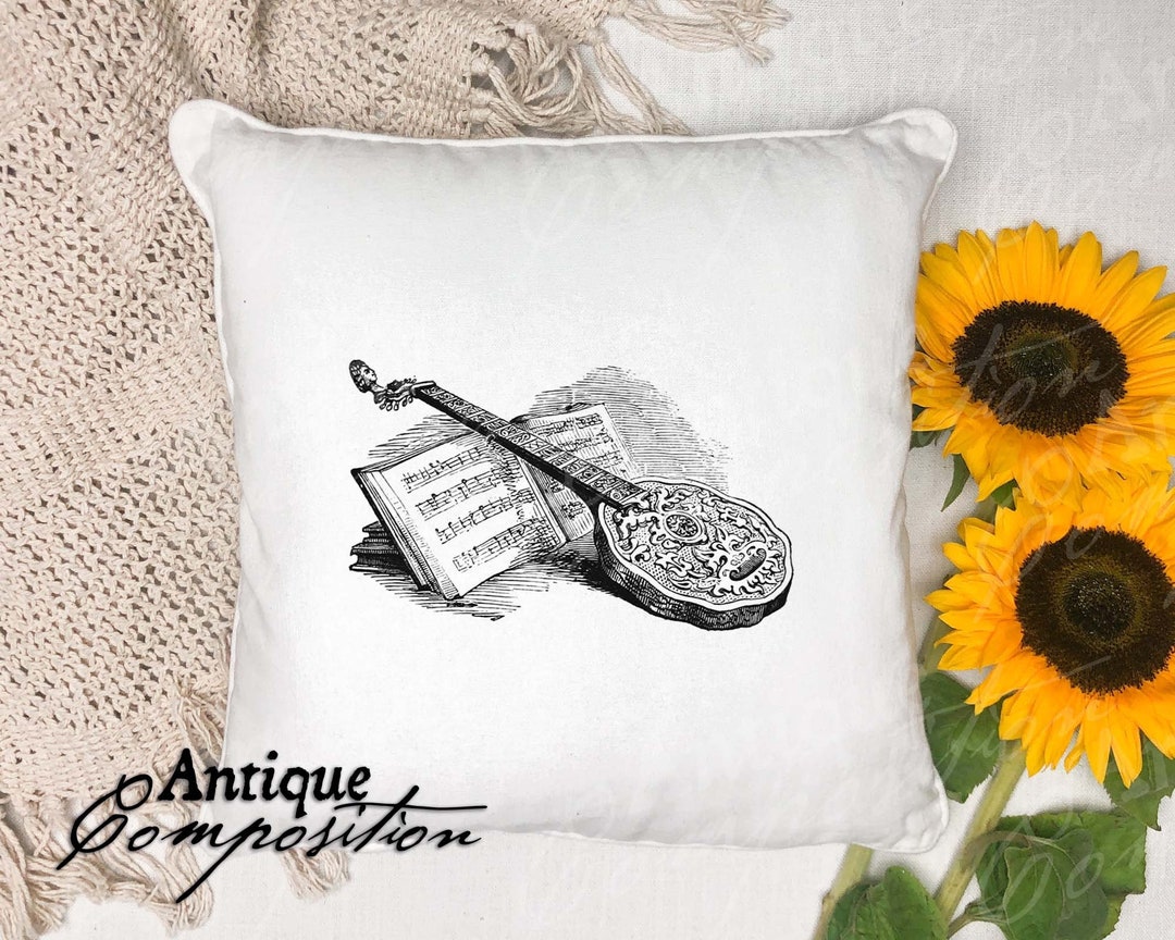 Lute Clip Art Vintage Lute Printable Musical Instrument Sublimation