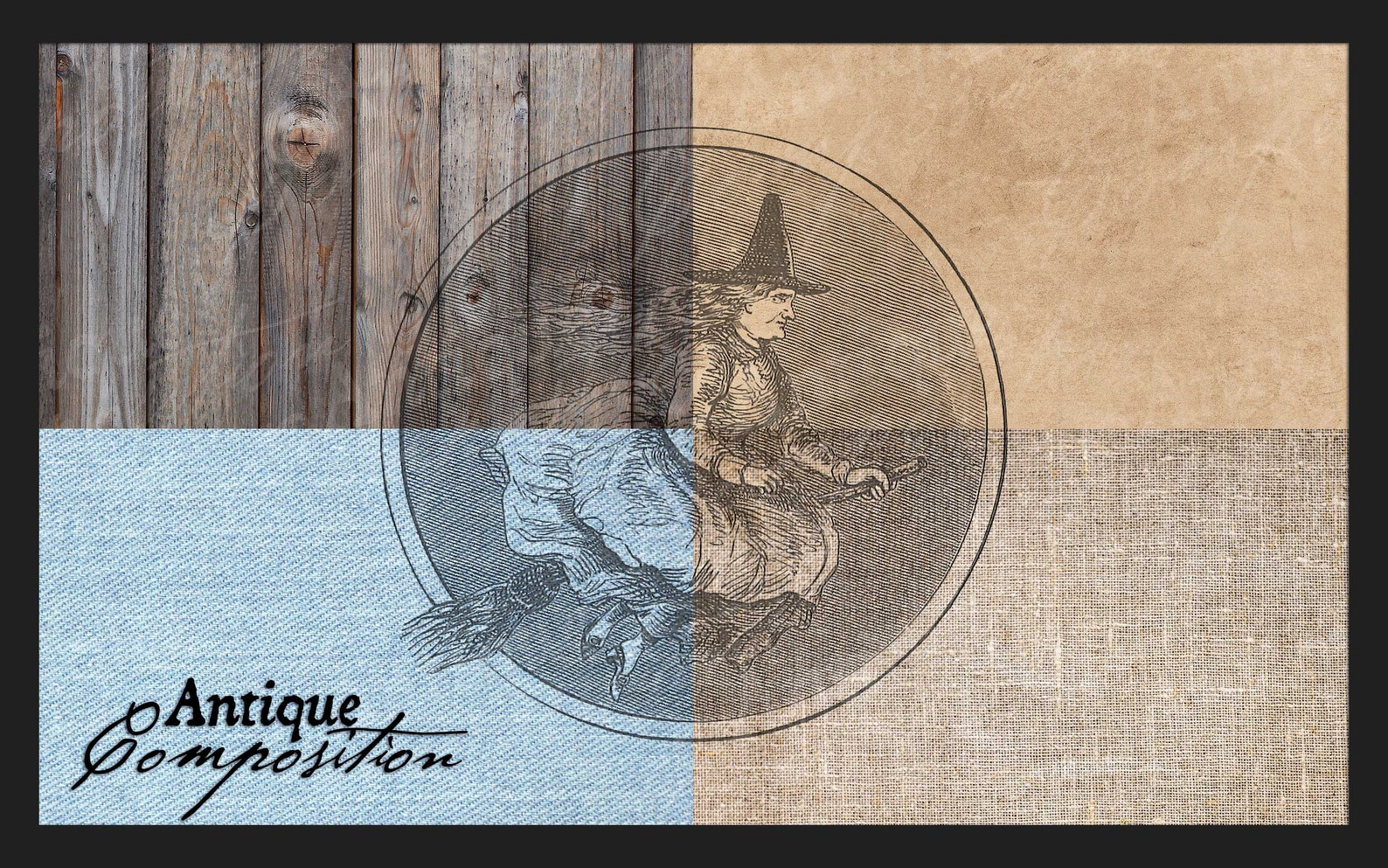 Vintage Witch Clip Art Witch on Broom Printable Witch Sublimation