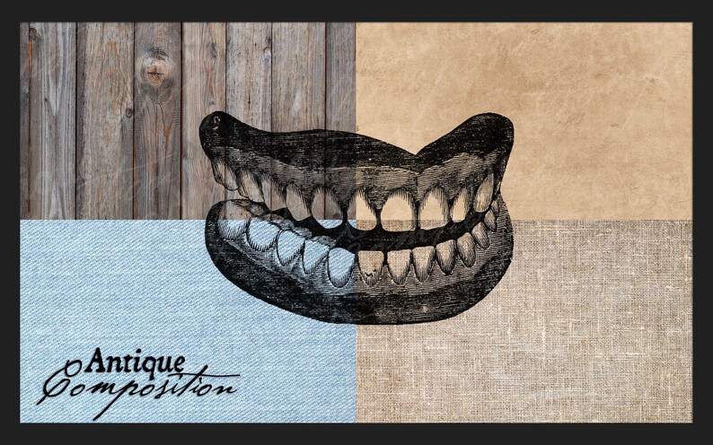 Teeth Clip Art Vintage Mouth Printable Teeth and Gums Sublimation ...