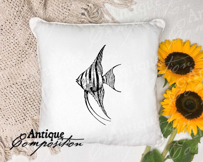 Angelfish Clip Art - Vintage Angelfish Printable - Fish Sublimation ...