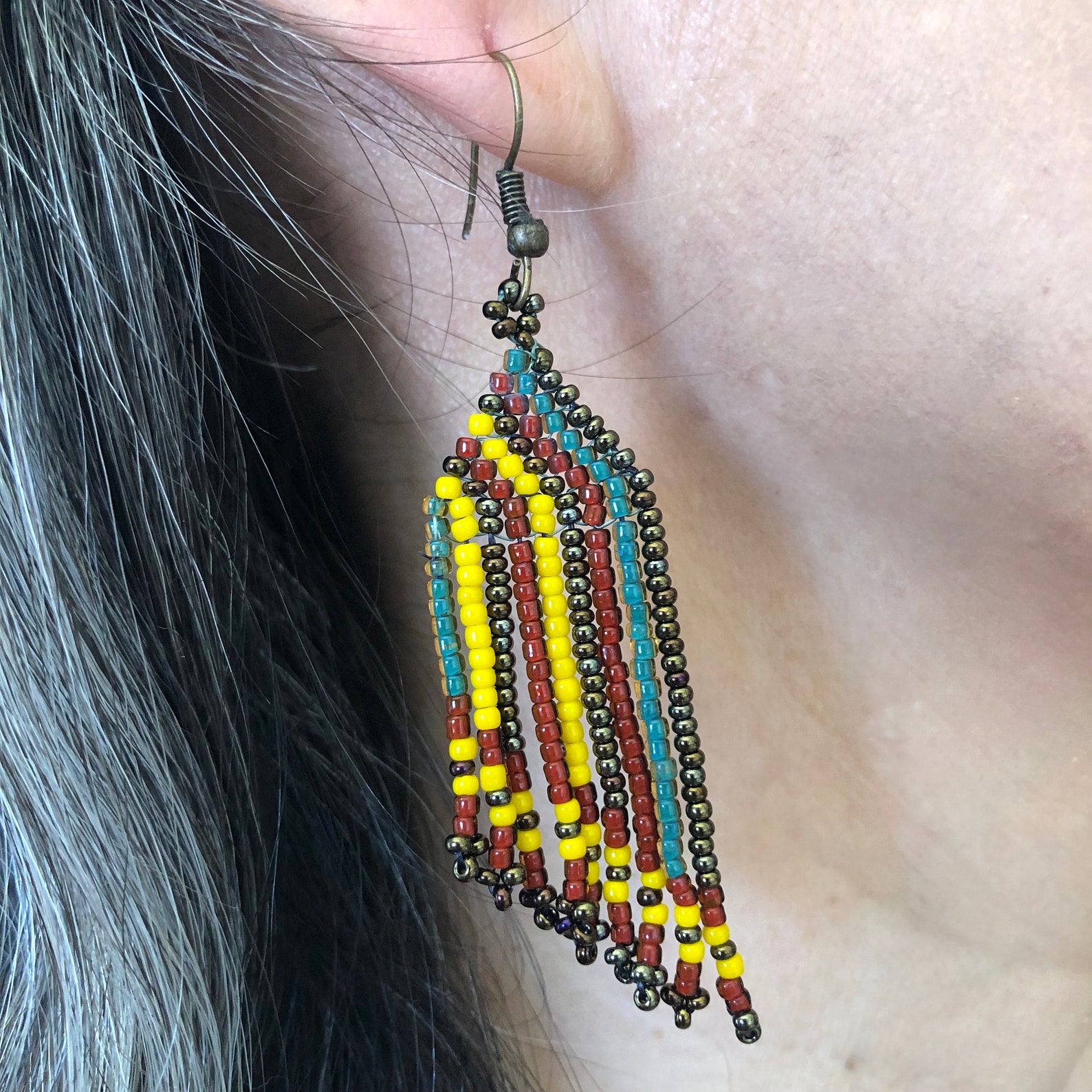 SouthwestInspired Beaded Dangle Earrings Etsy