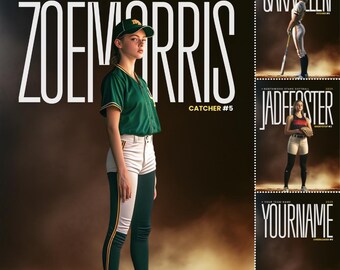 Editable Softball Canva Poster, Softball Canva Template, Softball Poster, Softball Background, Softball Backdrop, Senior Poster, Editable