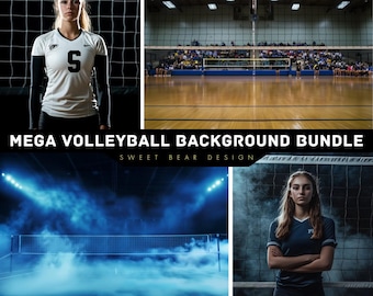 127 Mega Volleyball Bundle, Volleyball Background, Volleyball Backdrop, Volleyball Poster, Volleyball, Sport Background, Digital Backdrops