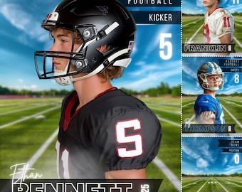 Editable Football Poster Canva Template, Football Backdrops, Football Backgrounds, Football Poster, Senior Poster, Football Banner, Portrait