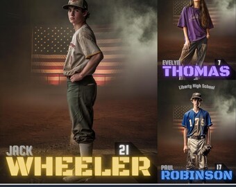 Editable Canva Template for Softball and Baseball, Baseball Canva Background, Softball Canva Background Poster, Baseball Canva Template