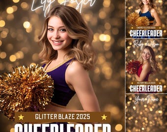 Editable Cheerleader Canva Poster, Cheer Dance Poster, Cheer Background, Cheer Backdrop Canva Poster, Bokeh Background, Senior Banner, Sport