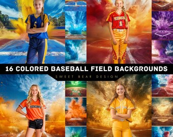 16 Softball Color Explosion Background , Baseball color explosion Backdrops , Softball Backdrop , sport backdrop , photography background