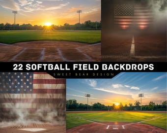 22 Softball Field Patriotic Backdrop , Softball Backdrop , Softball Background , Baseball Backdrop , Baseball Background  Baseball  Softball
