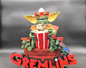 3D Gremlins figure statue at the cinema, mogwai, cult film collectible