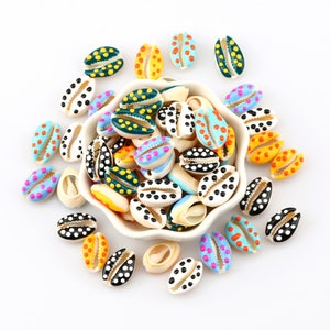 Cowrie Shell Beads | Colorful Shells for DIY Craft Projects | Hair, Jewelry, Decoration | 20 Mixed Pieces