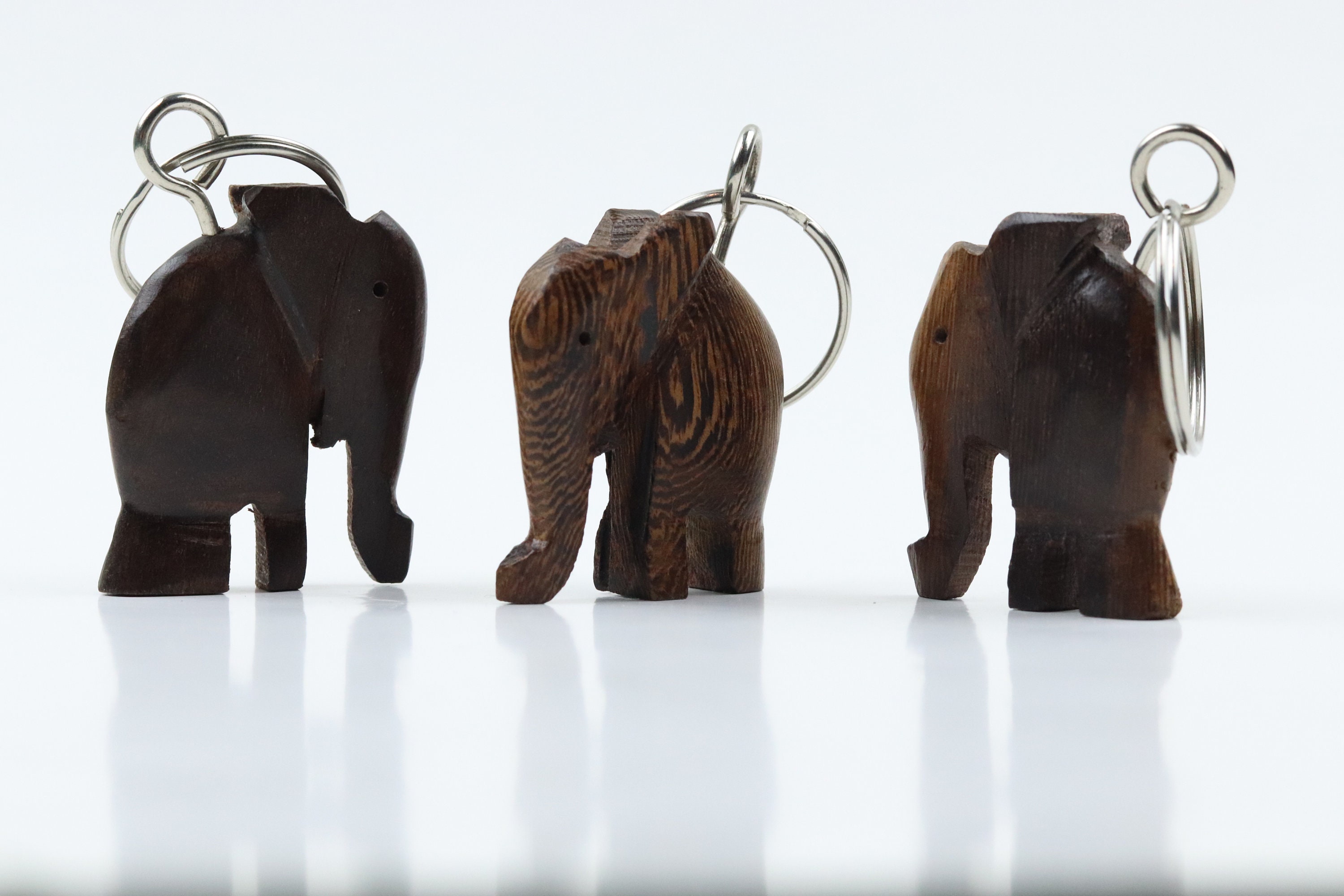 Black Wooden Ebony Wood Elephant Keychain, For Keys, Size: Small
