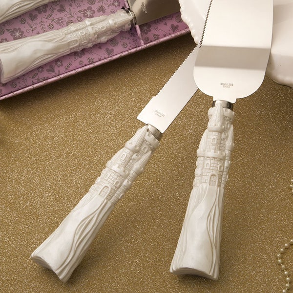 Custom Personalized Cinderella Castle Fairy Tale Quinceanera Wedding Anniversary Party Cake Knife & Server Set
