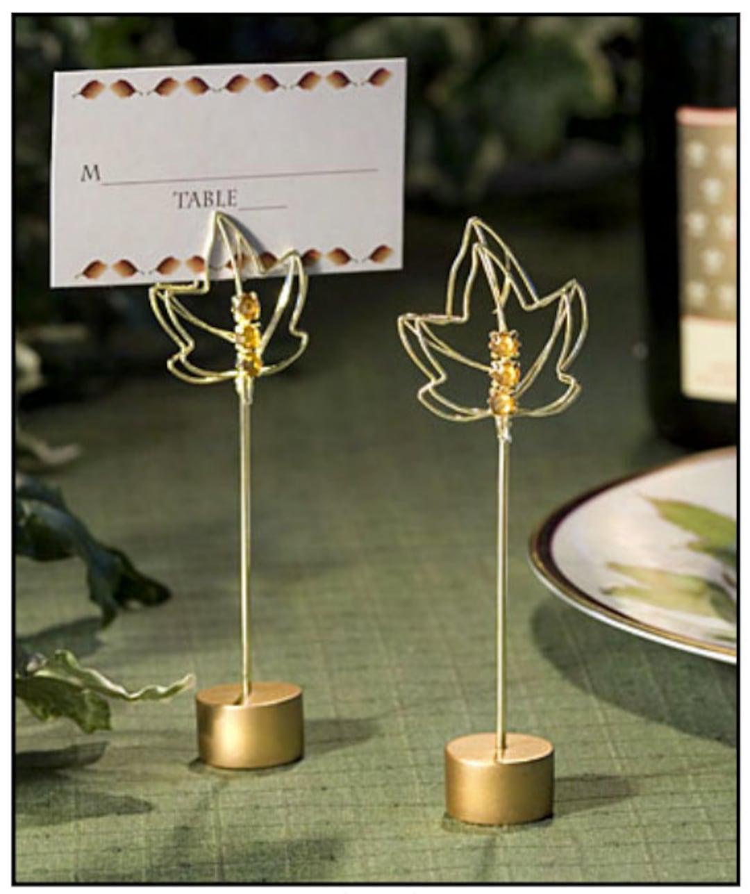 Maple Leaf Rhinestone & Gold Place Card Holders for Wedding ...