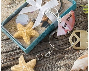 Starfish Keychain Key Chain Wedding Favor for Beach Destination Tropical Wedding