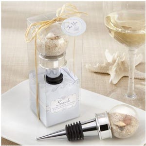 Seaside Sand and Shell-Filled Globe Bottle Stopper Wedding Favor Beach Theme Destination