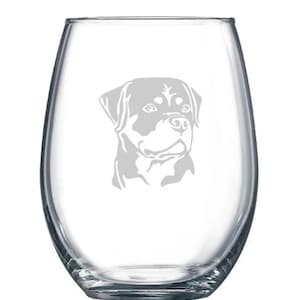 Personalized Rottie Rottweiler Dog Lover Owner Gift Wine Glass - Stemmed or Stemless