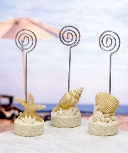 Beach Shell Seashell Theme Destination Wedding Party Place Card Holder